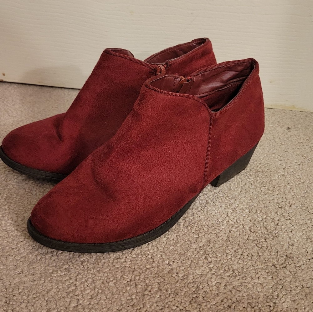 Women's Red Suede Ankle Boots